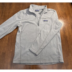 Patagonia Micro D 1/4 Zip Fleece Pullover Gray Men's Medium 26176 Feather Grey
